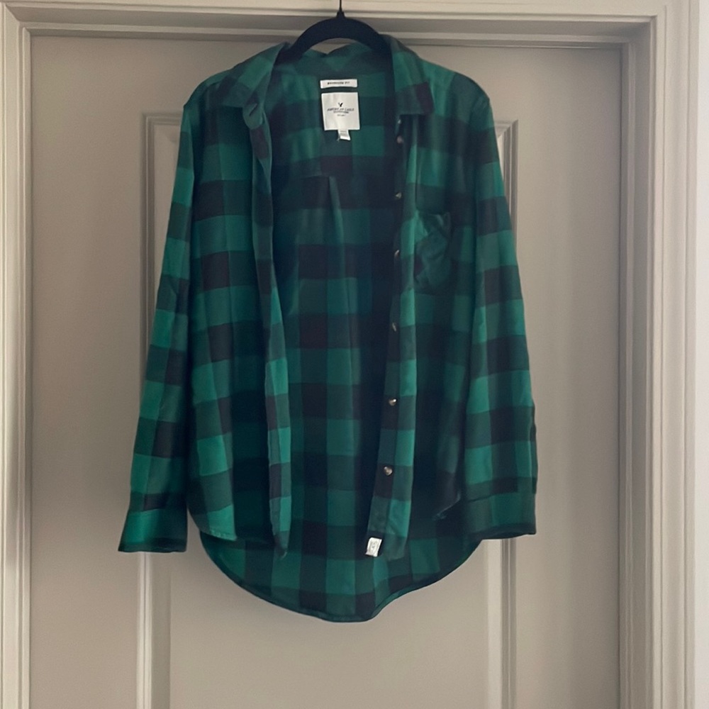 Green/Black Plaid Shirt